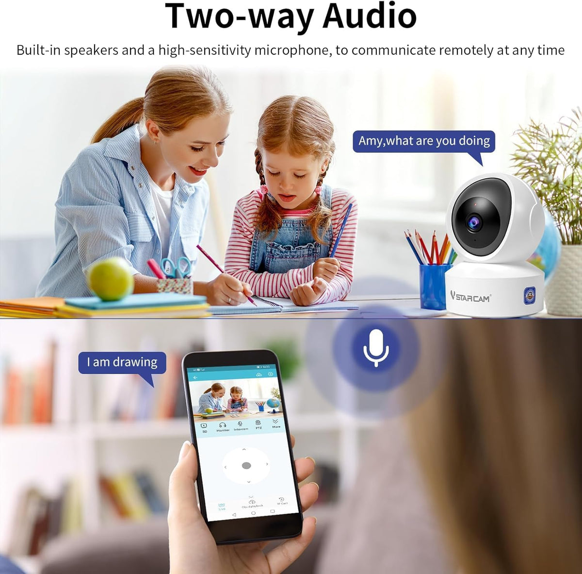 VSTARCAM Indoor Security Camera, 1080P HD WiFi Camera, Baby Camera, Pet Camera, Baby Monitor with Night Vision 2-Way Audio, Dog Camera with Phone APP, Motion Detection & Cloud Storage 02