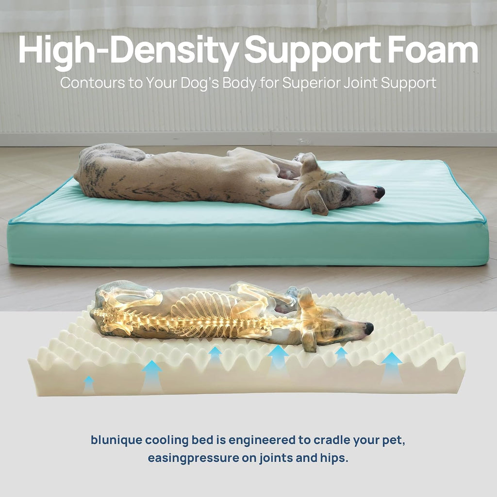 Cooling Dog Bed for Crate, 30 x 20 Inch Orthpedic Cooling Mat for Dogs with Removable Washable Cover, Breathable Egg Crate Foam Anti-Slip Pet Beds, Light Aqua