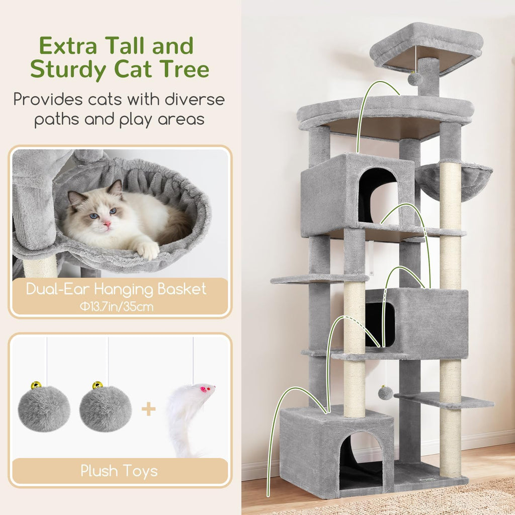 Globlazer Large Cat Tree for Large Adult Cats, Tall Sturdy Cat Tower, S80