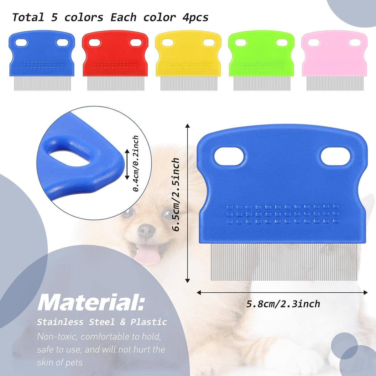Patelai 20 Pieces Tear Stain Remover Comb Dog Flea Comb Stainless Steel