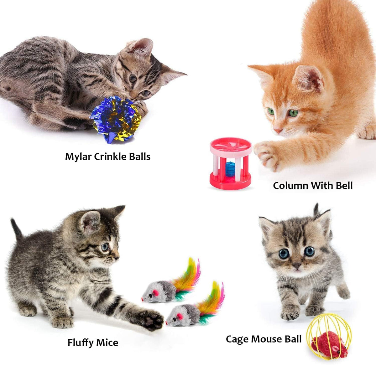 AILUKI 35PCS Cat Toys Variety Pack for Indoor Cats, Kitten Toys Cat Tunnel | Kitten Toys for Indoor Kittens Cat Toy Bundle Set with Feather Wand, Plush Mice, Crinkle Balls & Interactive Cat Toys Bundle