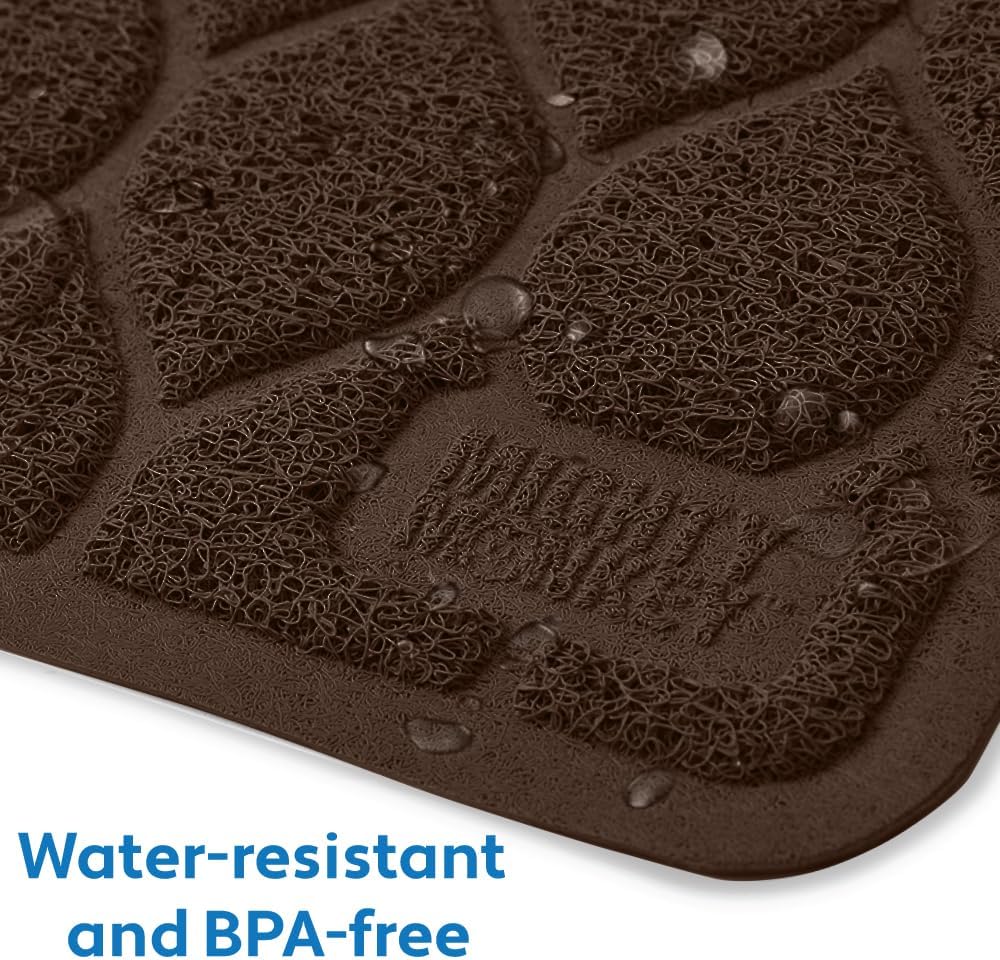 MIGHTY MONKEY Waterproof Cat Litter Box Mat, BPA Free, 24x17 Chocolate | Easy Clean Floors, Textured Backing, Soft on Sensitive Kitty Paws, Cats Accessories, Less Waste, Stays in Place