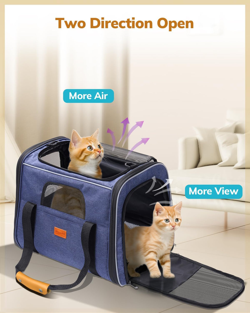 Morpilot Cat Carrier Soft for Large Medium Cats and Puppy up to 18lbs