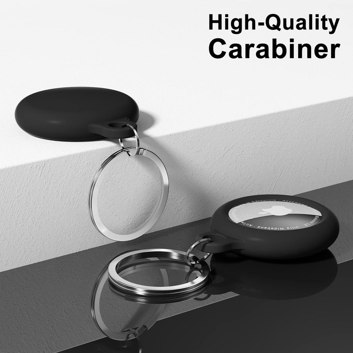oakxco for Airtag Keychain Silicone, Airtag Holder with Key Ring, Air Tag Cover Cute Accessories for Kids, Luggage, Car Dog Collar, Car, Compatible with Apple Airtag Case Waterproof Tracker, Black