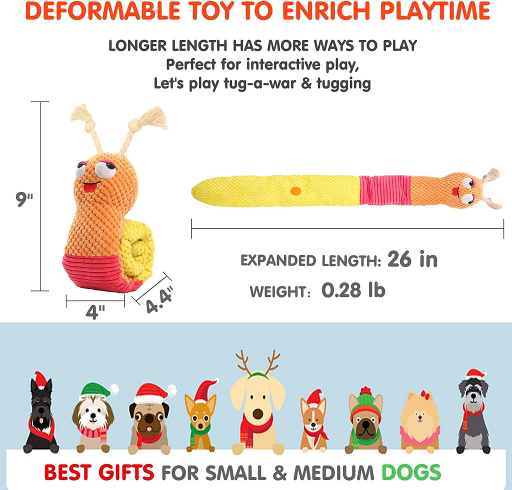 lilfrd Dog Puzzle Enrichment Toy, Squeaky Crinkle Plush Snail Pup Toys | Mental Enrichment, Boredom Relief, Fits Small Medium Large dogs