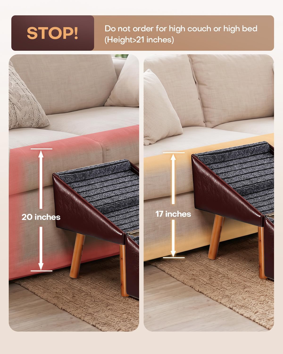 Dog Stairs for Small Dogs Foldable Dog Ramp for Couch