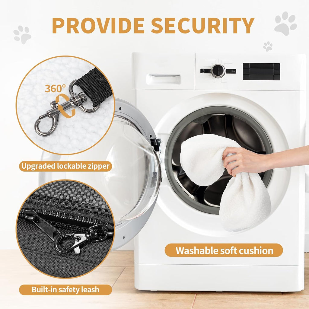 ‌Petsfit Airline Approved Pet Carrier for Small Dogs & Cats, 19x9x12 TSA Approved Carrier, with Removable Dual-Sided Padding (2-Way Placement) - Fits Under Most Airplane Seats, Escape Proof (Black)