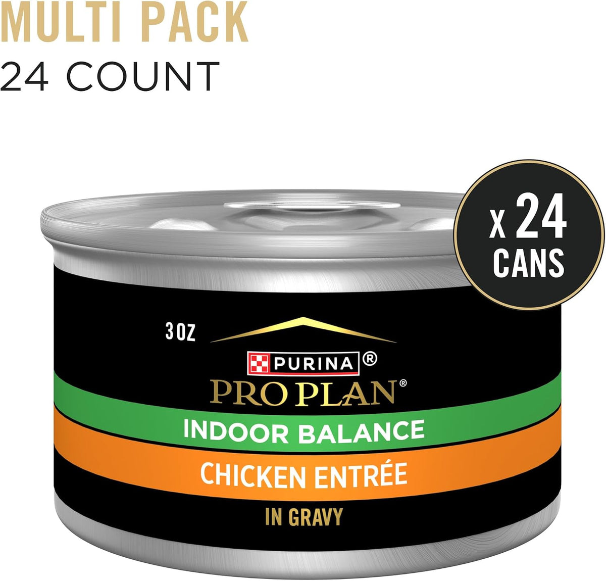Purina Pro Plan Indoor Balance Chicken Wet Cat Food in Gravy (24) 3 oz Cans