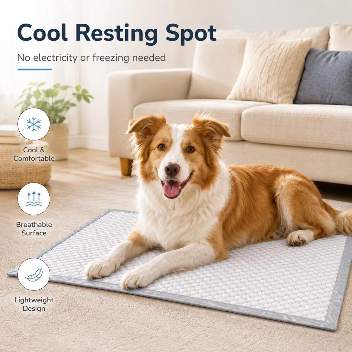 ZIVZIV Cooling Mat for Dogs – Ultra-High Molecular Weight Polyethylene Fiber, Self-Cooling Pad with Color-Changing Technology, Durable & Bite-Resistant Pet Mat for Crate, Sofa,and Bed(32x44inch)
