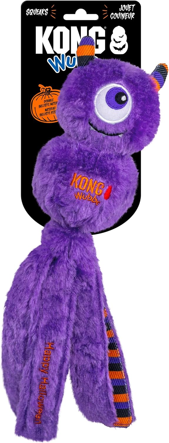 KONG Halloween Wubba Monster/Pumpkin Large 2 Pack – Durable Interactive Tug & Toss Dog Toy