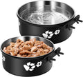 Dog Crate Bowls Hanging 2 Pack, ShineMe Hanging Food and Water Bowl for Dog Cage, Crate, Kennel - No Spill Metal Feeder Crate Bowls for Large and Medium Dogs (7.1x2.9” & 6.2x2.6”)