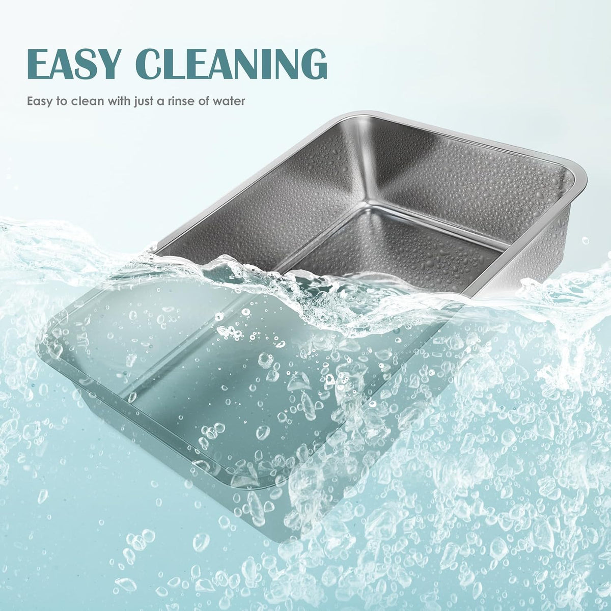Stainless Steel Cat Litter Box,Large Metal Litter Box,19.5" Lx13.5 Wx4 H