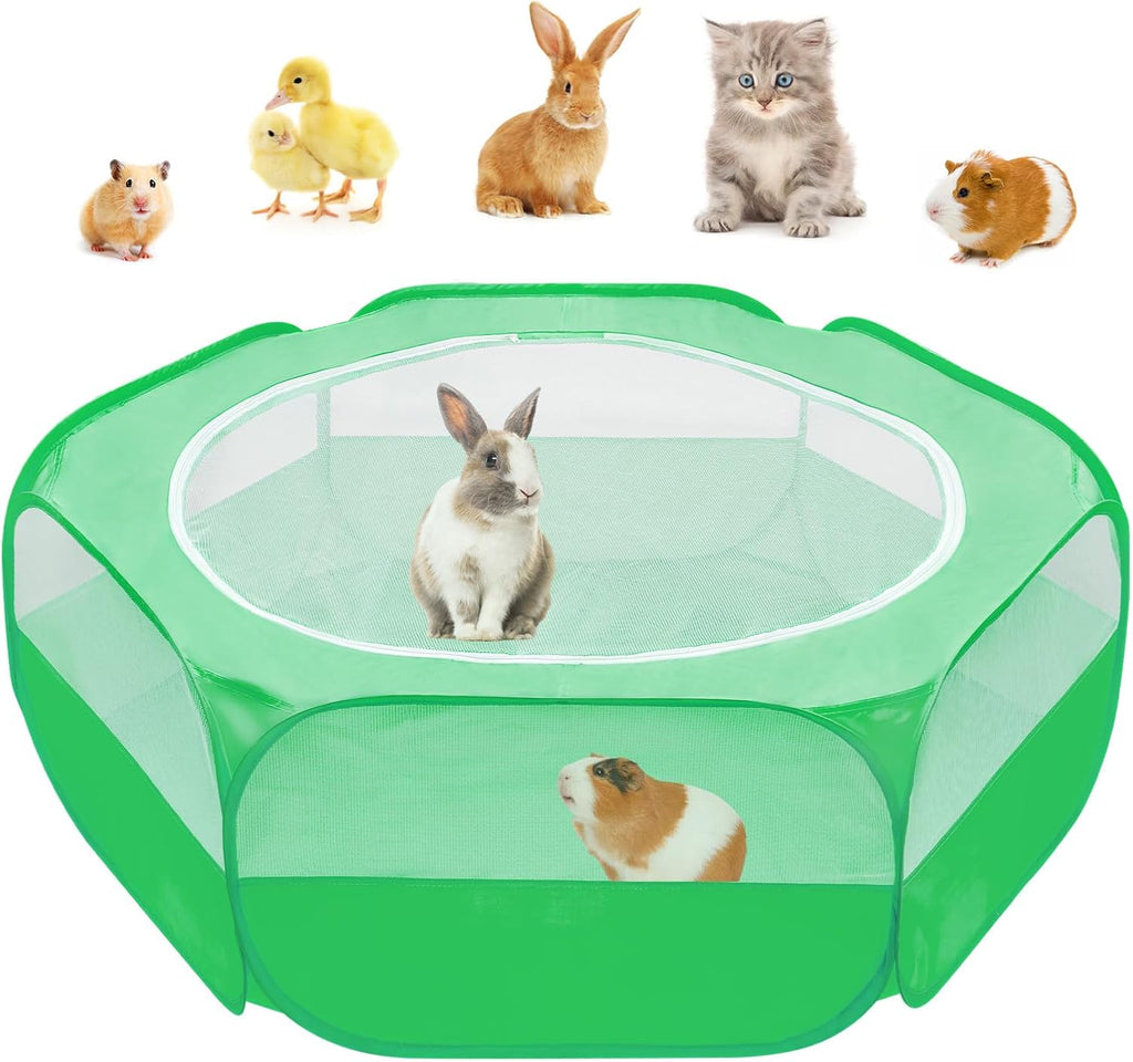 Amakunft Small Animal Pop-Up Playpen with Mesh Cover, 47'' x 23.6'' x 15'' Chicken Brooder Box, Play Pen Indoor Outdoor for Guinea Pigs, Bunny, Rabbits, Kittens