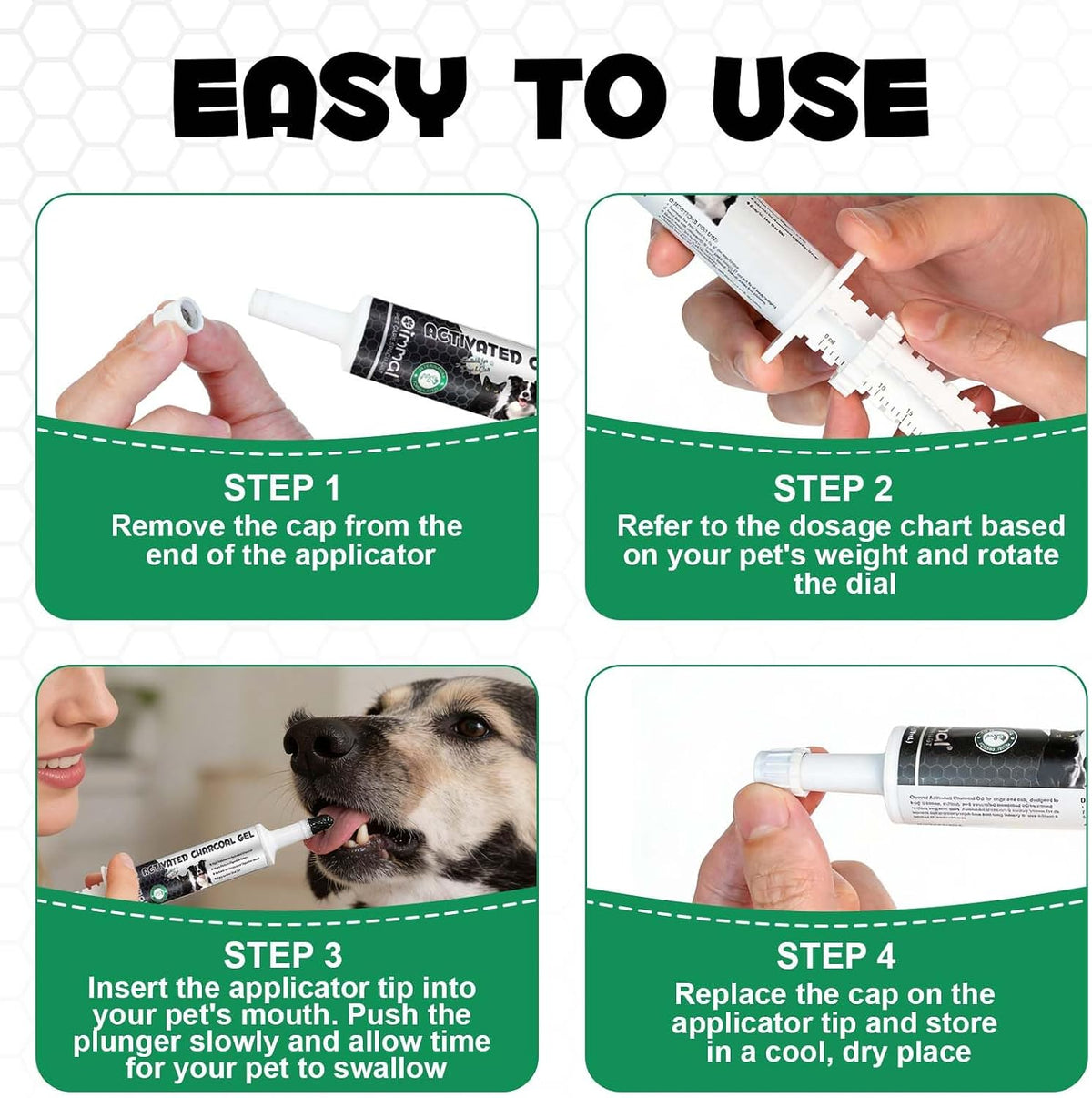 Activated Charcoal for Dogs and Cats - Emergency Pet First Aid for Accidental Ingestion, Dog First Aid Activated Charcoal, Absorbs Toxins, Supports Poisoning, Diarrhea & Gas Relief
