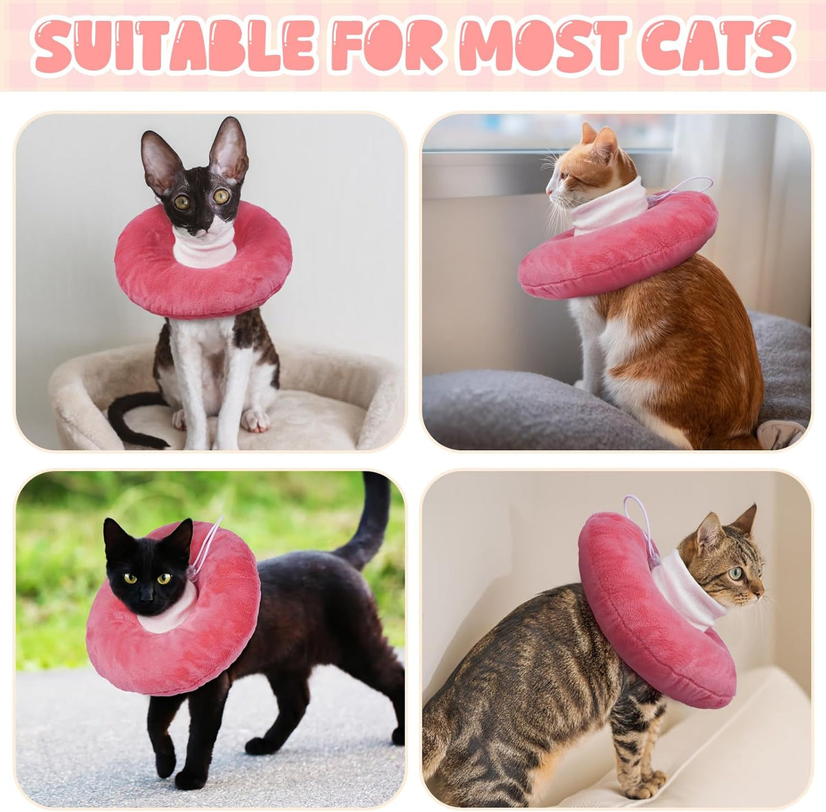 BRKURLEG Cat Recovery Collar, Soft Cat Cones, Pink, S