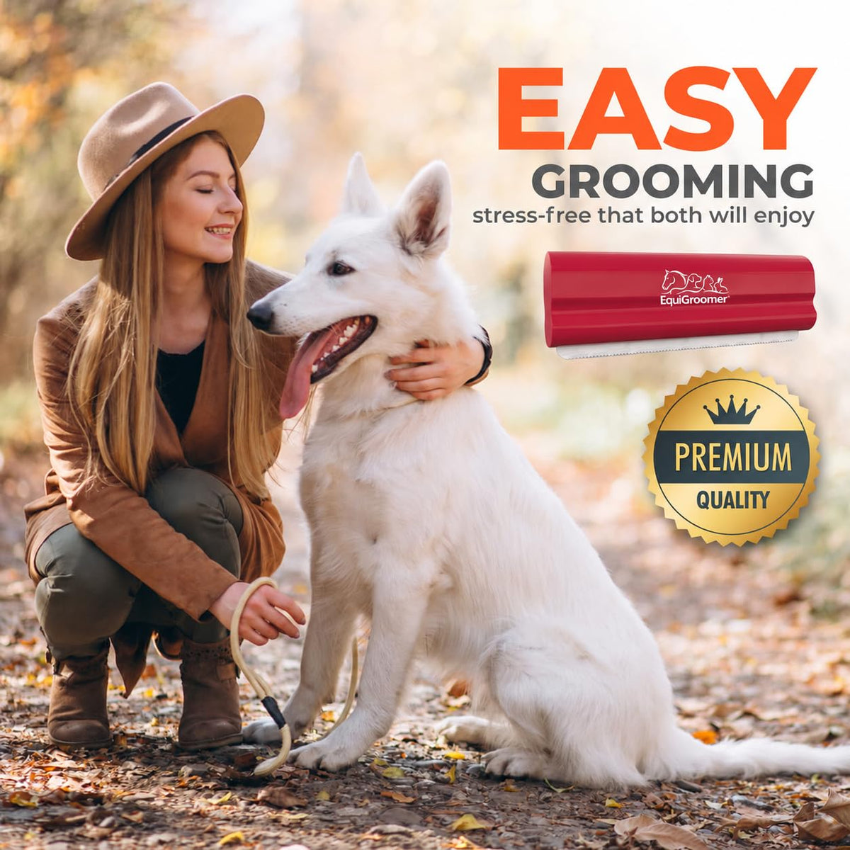 EquiGroomer 5-Inch Undercoat Deshedding Brush for Dogs & Cats, Red