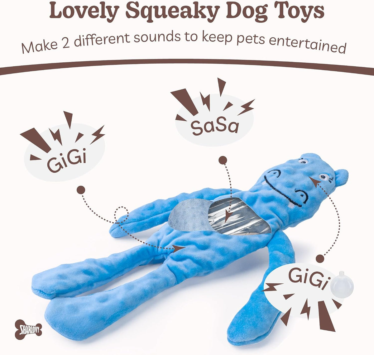 SHARLOVY No Stuffing Dog Toys 5 Pack, Crinkle Interactive Dogs Toy for Boredom, Puppy Toys for Teething to Keep Them Busy, Cute Squeaky Dogs Toy for Small, Medium, and Large Breed