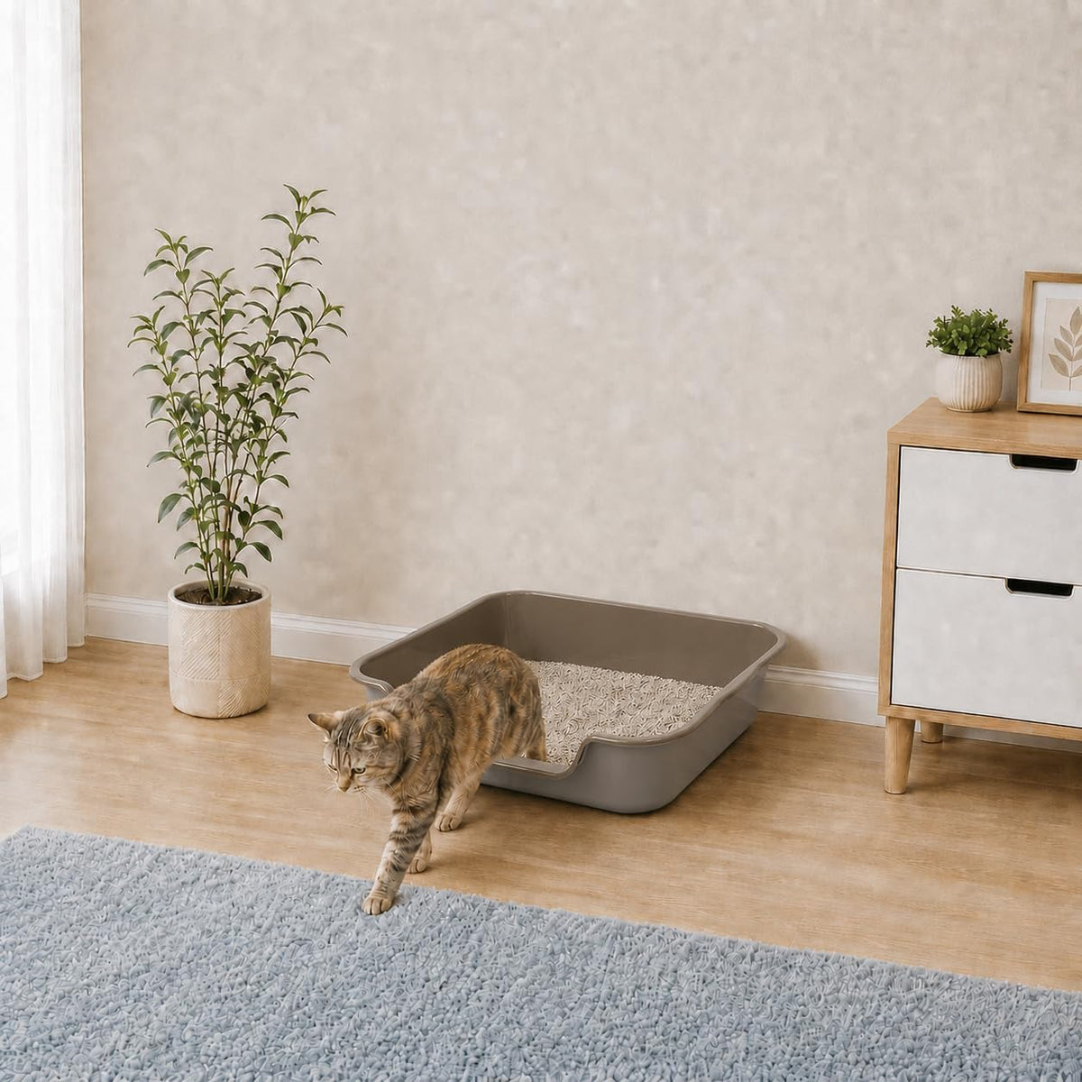 Extra Large Low Entry ABS Cat Litter Box, Brown, 24" L x 20" W, 2 Pack | Durable low entry litter box, non-stick, odor-free, ideal for seniors, kittens, rabbits, large cats and multi-pet homes.