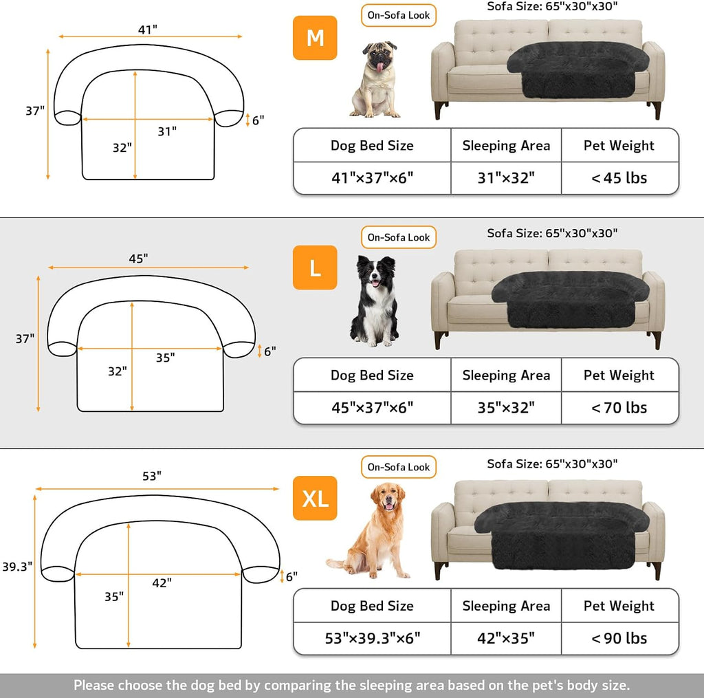 Calming Dog Bed Fluffy Plush Dog Mat for Furniture Protector with Removable Washable Cover for Large Medium Small Dogs and Cats (Large(45x37x6), Dark Grey)