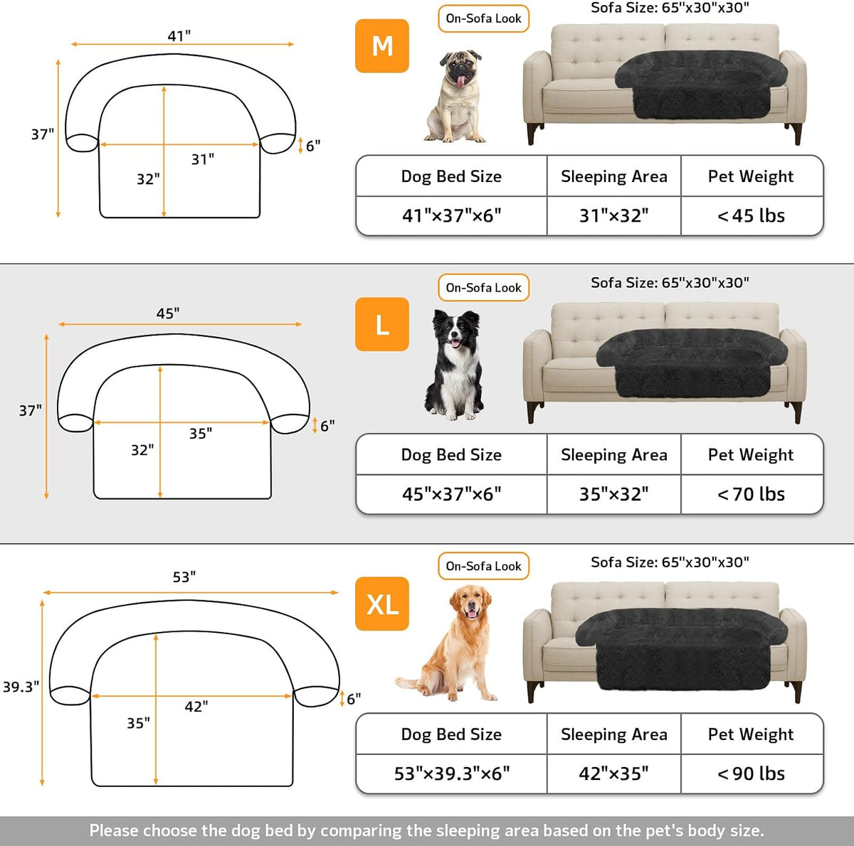 Calming Dog Bed Fluffy Plush Dog Mat for Furniture Protector with Removable Washable Cover for Large Medium Small Dogs and Cats (Large(45x37x6), Dark Grey)