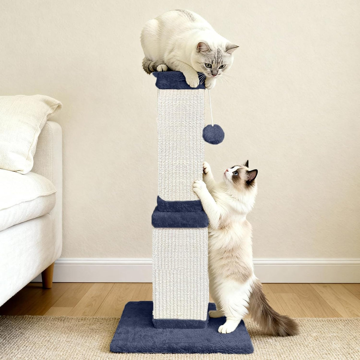 Cat Scratching Post for Indoor Cats, 32Inch Sisal Cat Scratcher