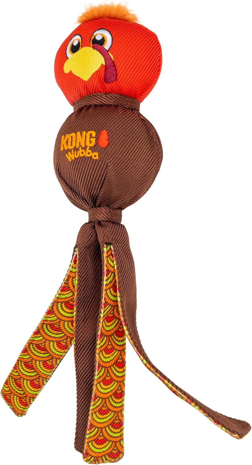 KONG Thanksgiving Wubba Turkey Large 2 Pack – Durable Interactive Tug & Toss Dog Toy