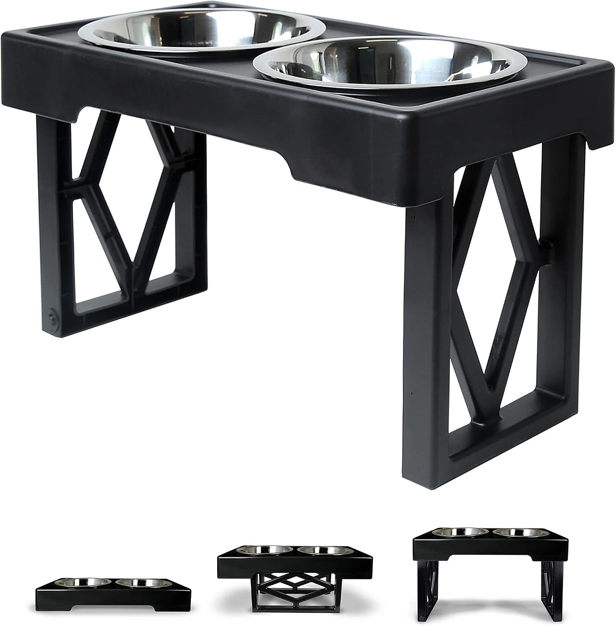 Pet Zone Designer Diner Elevated Dog Bowl Stand, 3 Adjustable Height Levels | 3 Height Adjustable, Includes 2 Stainless Steel Bowls with 7 Cup Capacity Each 