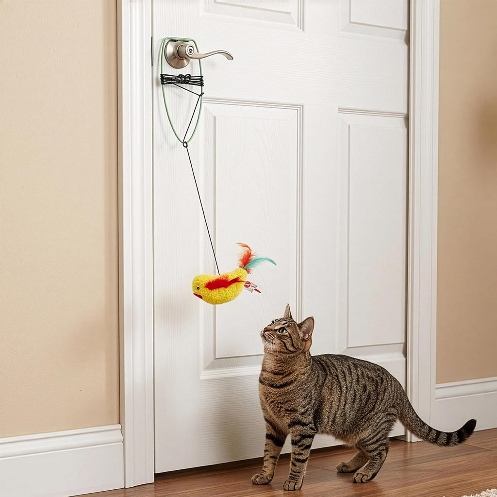 SPOT A-Door-Able Plush Bird Cat Toy | Rattle and Catnip Cat Toy Provides Hours of Entertainment for Your Cat | Hangs on Any Size Door Frame