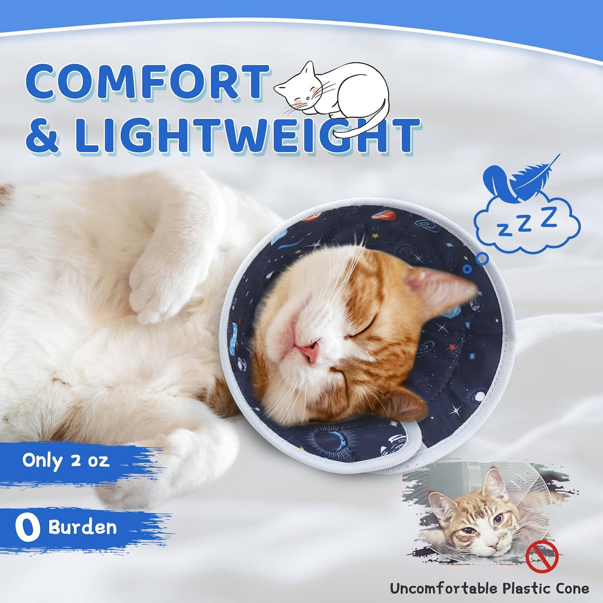 Cat Cone Collar Soft to Stop Licking, Adjustable, Foldable Lightweight Kitten Cones After Surgery Recovery for Cats & Kittens, Cat Cone Alternative, Easy Eating (Grey, S)