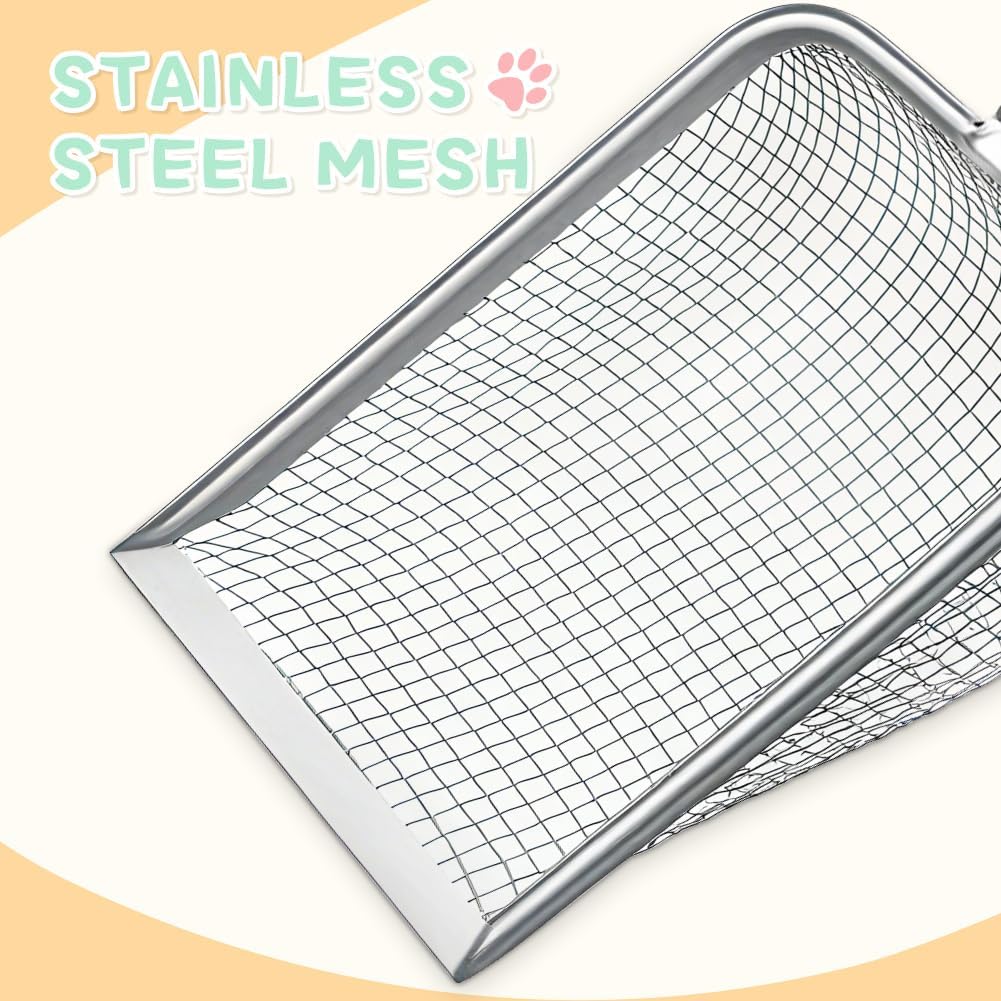 Metal Cat Litter Scoop,Sturdy Litter Cleaner Corner Shovel,Stainless Steel Mesh Litter Shovel,Easy to Clean Reptile Terrarium Sand Waste(Black)-Christmas