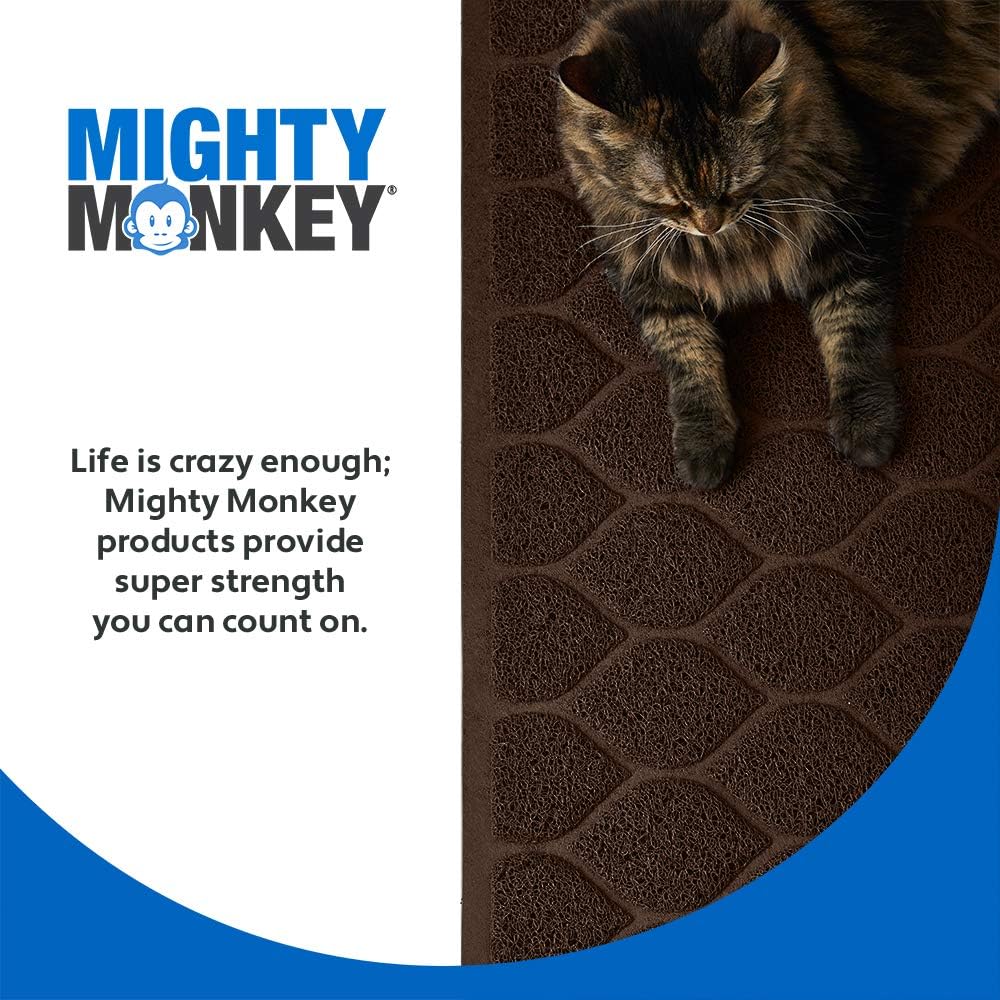 MIGHTY MONKEY Waterproof Cat Litter Box Mat, BPA Free, 24x17 Chocolate | Easy Clean Floors, Textured Backing, Soft on Sensitive Kitty Paws, Cats Accessories, Less Waste, Stays in Place