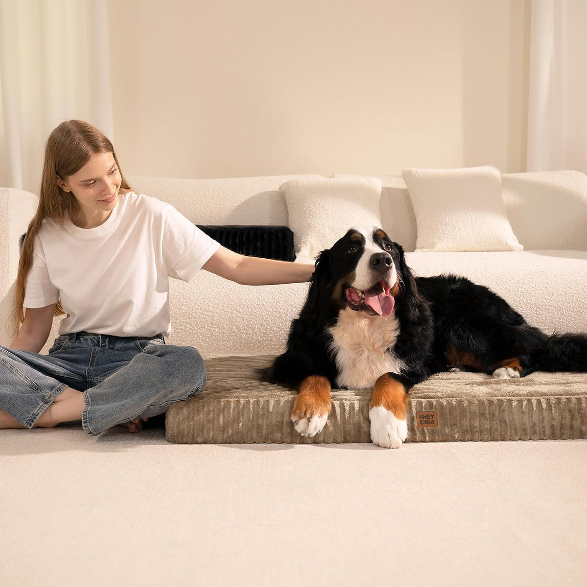 EHEYCIGA Orthopedic Large Dog Bed for Crate, 35"x23" Washable Pet Bed