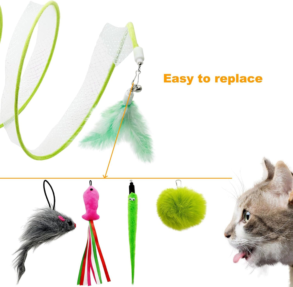 Self Play Cat Hunting Spiral Tunnel Toy, Folded Cat Spring Tunnel Toys for Indoor Cats (Green)