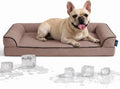 Cooling Dog Bed for Small, Medium Dogs & Cats with Bolsters, Q-Max>0.45 Orthopedic Pet Cool Sofa Beds with Breathable Egg Crate Foam, Removable Washable Cover, Dusty Rose