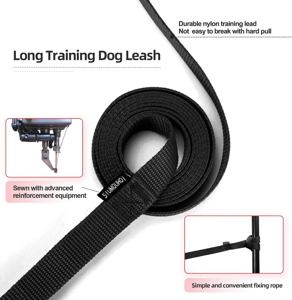 Dog/Puppy Obedience Recall Training Agility Lead -15ft 20ft 30ft 50ft Training Leash - Great for Play, Camping, or Backyard - Black 50ft