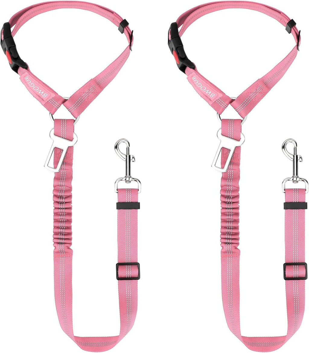 BWOGUE 2 Pack Dog Seat Belt for Car, Elastic Bungee Buffer Safety Seat Belt