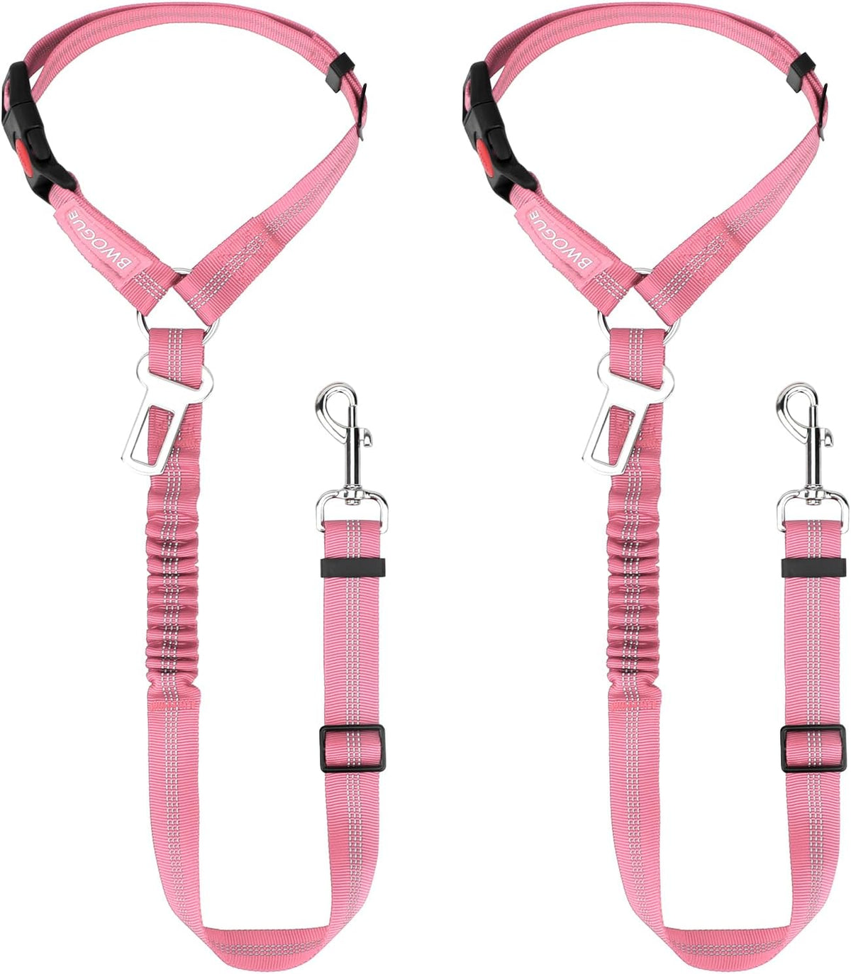 BWOGUE 2 Pack Dog Seat Belt for Car, Elastic Bungee Buffer Safety Seat Belt