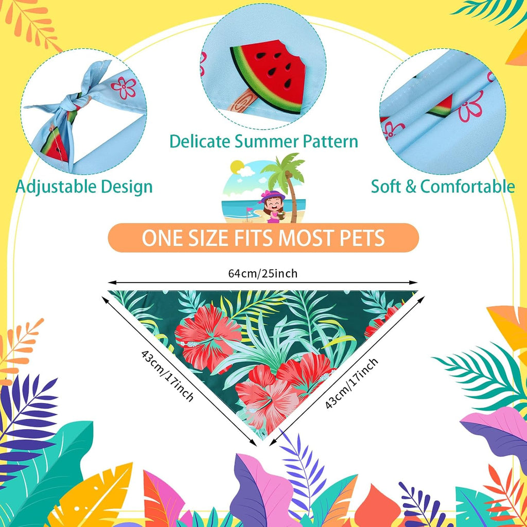 Huhumy 100 Pcs Hawaiian Dog Bandanas Bulk Summer Hawaiian Bandana for Dogs