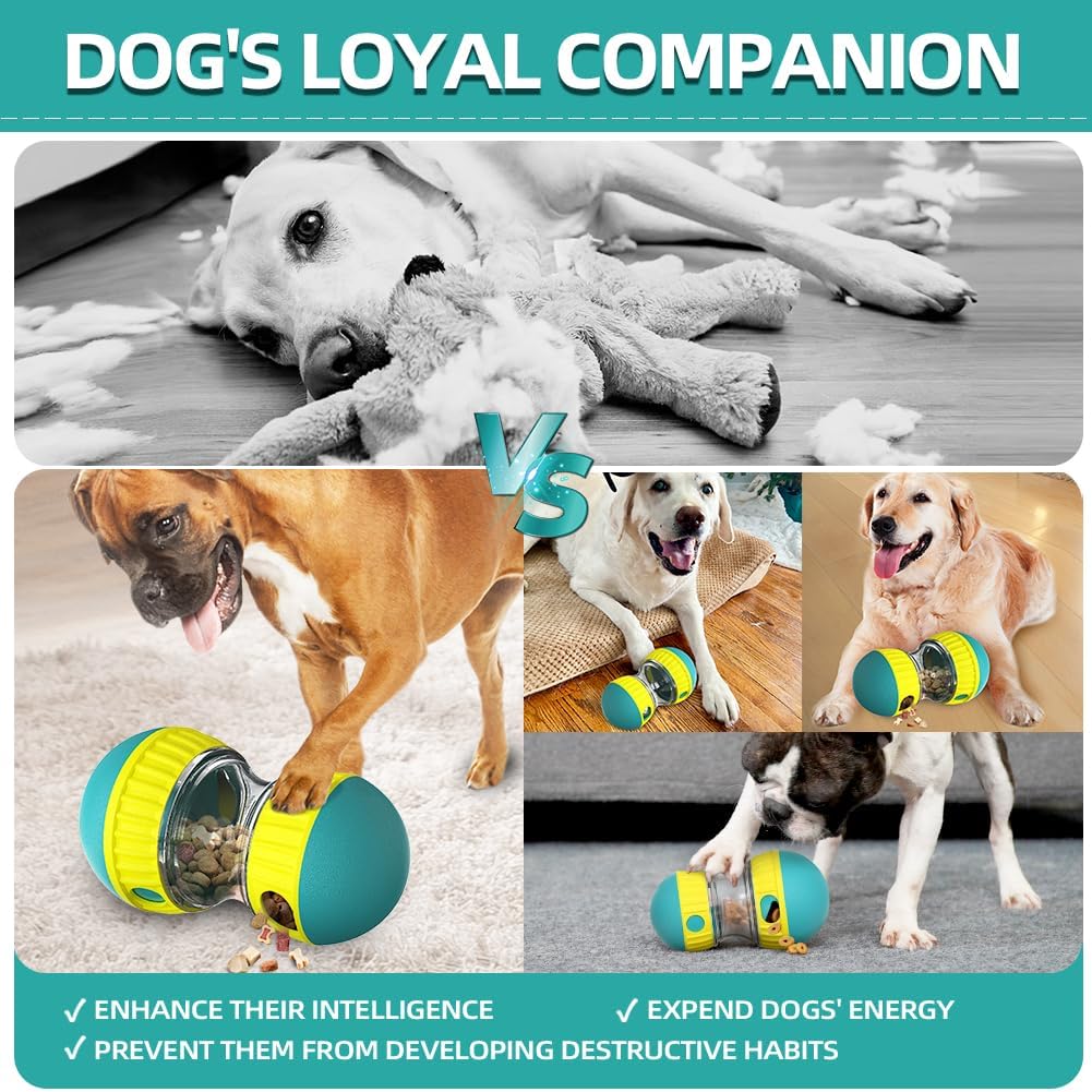 Mankoda Interactive Dog Puzzle Toy, Rolling Treat Dispenser Slow Feeder