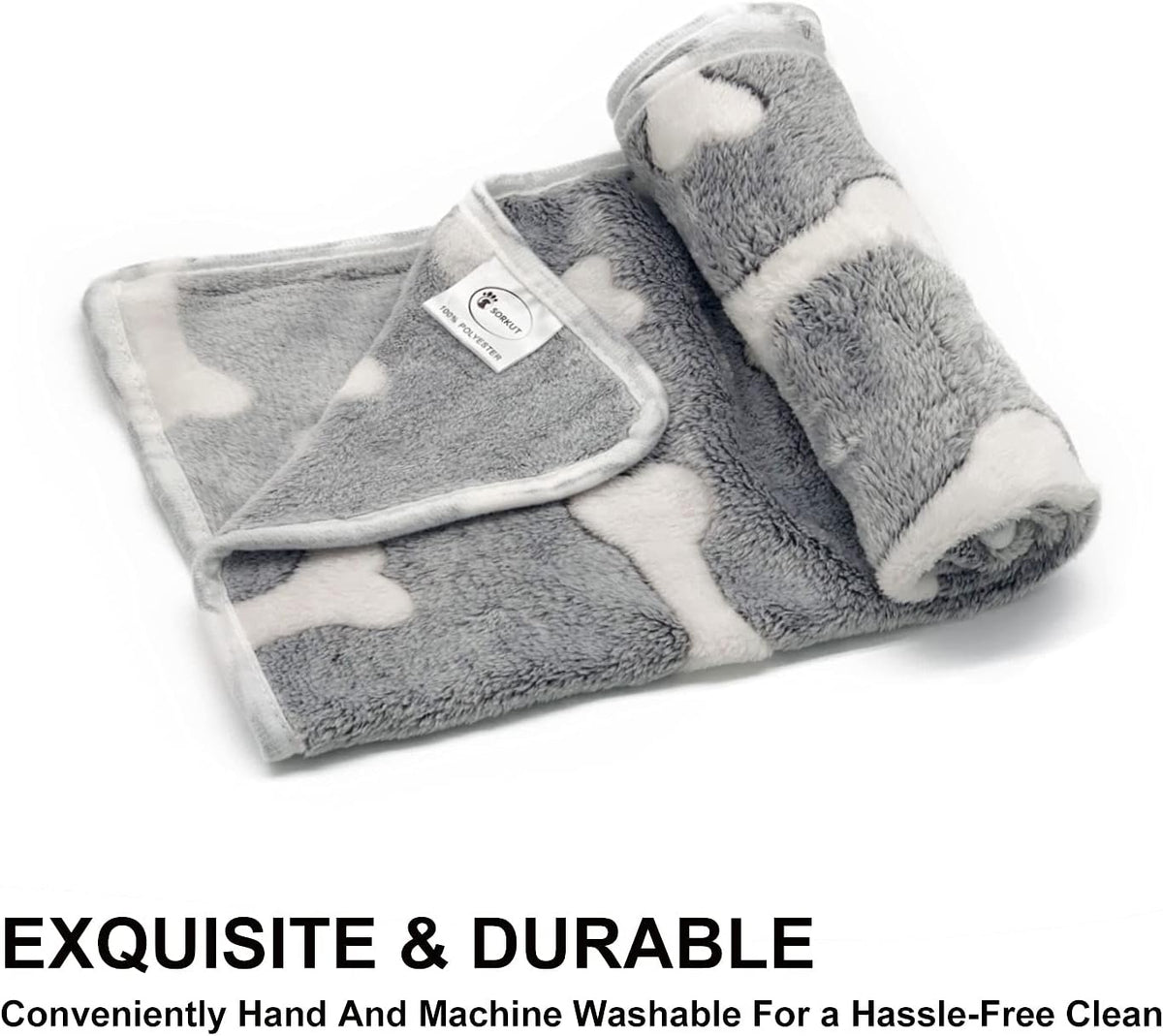 2 Pack 3 Puppy Blankets Super Soft Warm Sleep Mat Grey Cute Print Fluffy Fleece Pet Flannel Throw Dog Blankets for Small Dogs Cats,Star&Bone&Love- Small (23"x15")