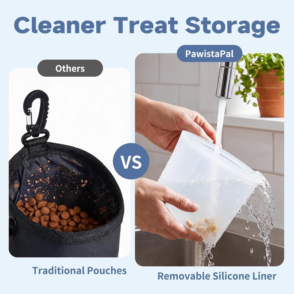 Dog Treat Pouch for Pet Training, One-Hand Magnetic Closure, Hands-Free Treat Bag with Silicone Liner, No Mess No Smell