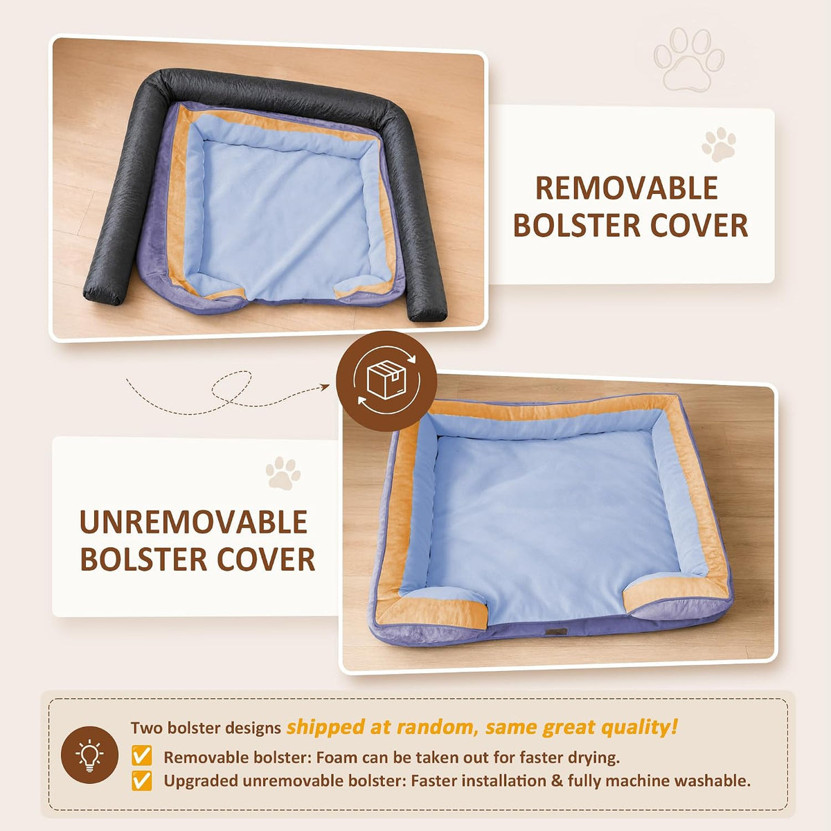 Comfort Expression Orthopedic Dog Bed for Extra Large Dogs with Bolster
