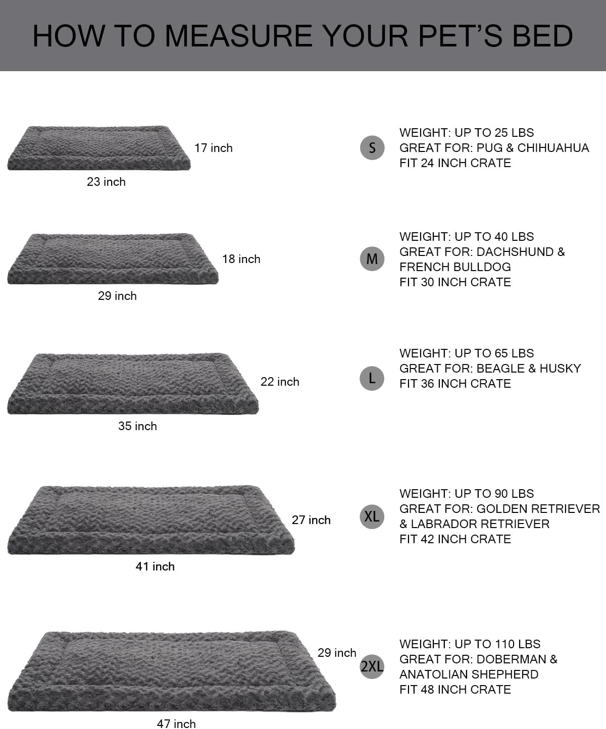 Exsnugy Washable Dog Bed Mat Medium Size Fluffy Pet Crate Pad 30x19
