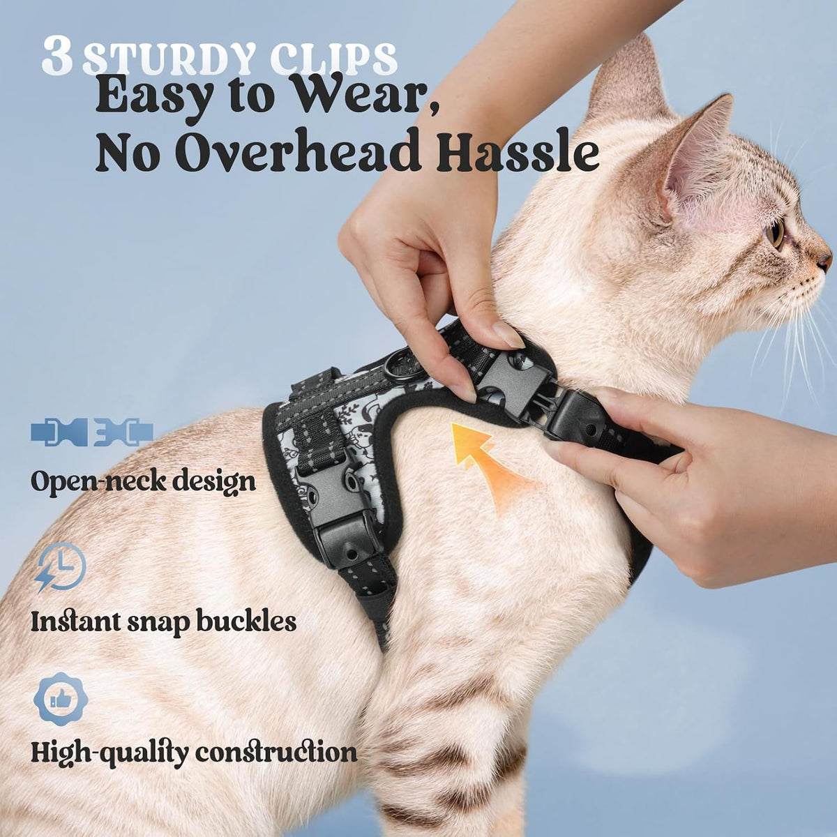 rabbitgoo Cat Harness and Leash Set, Easy-on with Neck Buckle, Misty Catch