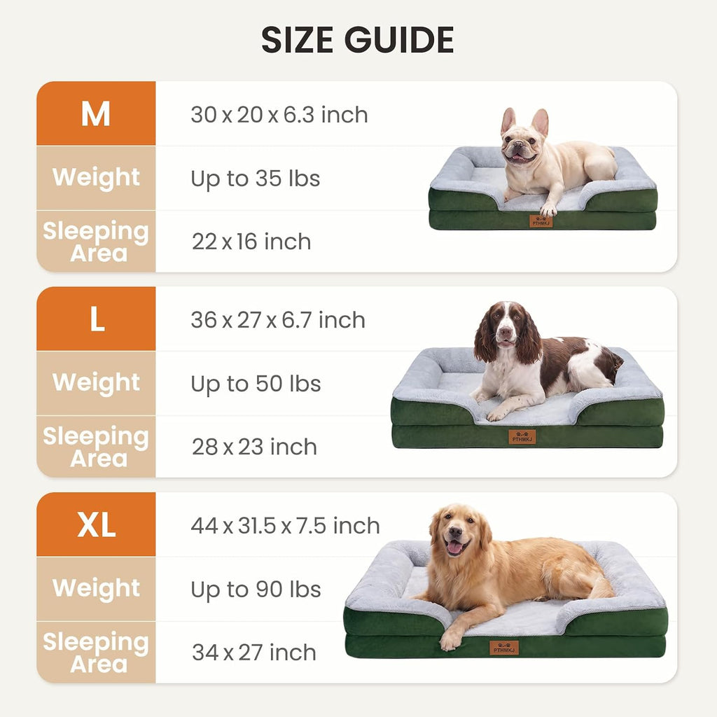 Orthopedic Dog Beds Large Sized Dog, Memory Foam Dog Bed Couch, 36"L
