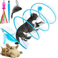 Self Play Cat Hunting Spiral Tunnel Toy, Folded Cat Spring Tunnel Toys for Indoor Cats (Blue)