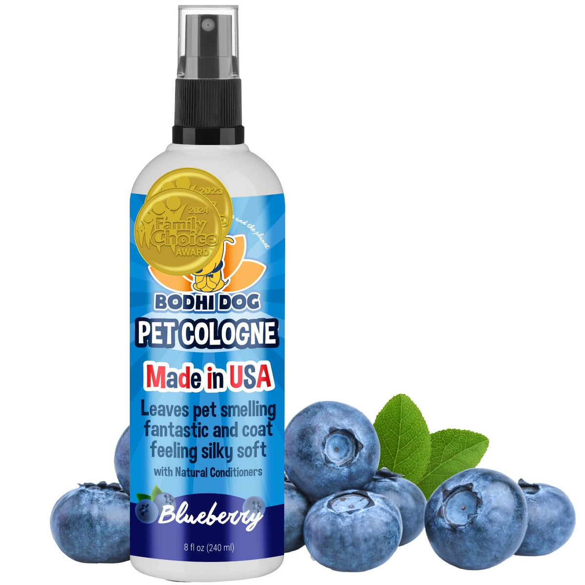 Bodhi Dog Premium Dog Cologne - Deodorizing Dog Perfume & Conditioner for Dogs & Cats - Natural Long Lasting Spray - Keeps Pets Fresh All Day - Gentle & Safe Formula, Made in USA (Blueberry 8 Fl Oz)