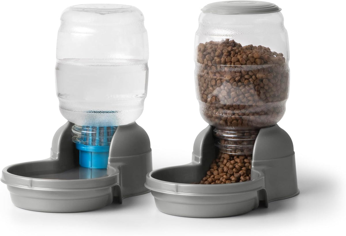 Petmate Replendish Waterer and Feeder Set, 0.5 Gallon Water, 2lbs Food