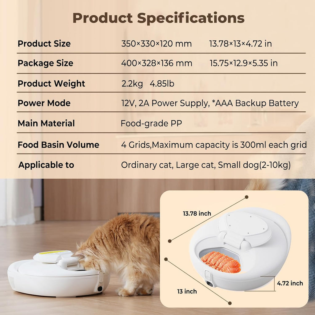 Automatic Cat Feeder for Wet Food, Smart Dual-Temp Semiconductor