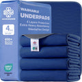 Accompagner Incontinence Bed Pads Washable Waterproof, Ultra-Absorbent Reusable Underpads for Diaper Changing, Nursing, Bedridden, Adults, Seniors, Kids and Dogs (Navy, 24"x24"(Pack of 4))